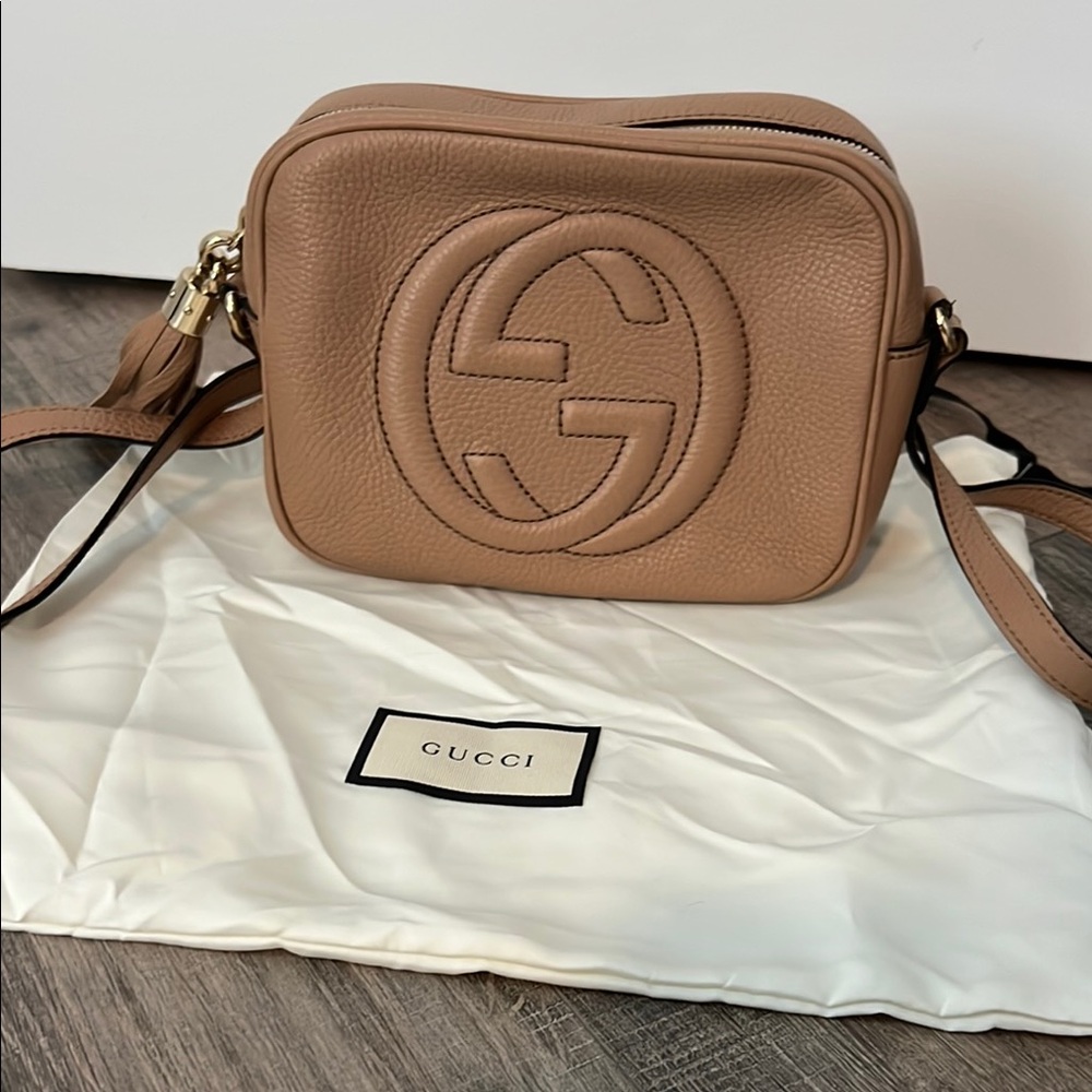 Gucci Tan Crossbody Bag with Iconic GG Logo